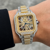 Aurevian Iced Out Two-Tone Skeleton Watch – VVS1 D-Color Moissanite Hip Hop Square Watch