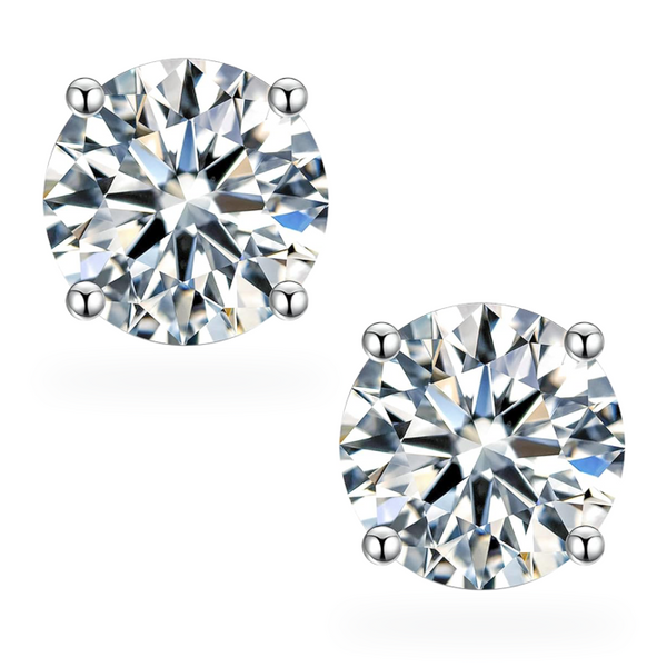 Platonic 2 ct Solitaire Round Cut Moissanite Stud Earrings D/VVS1