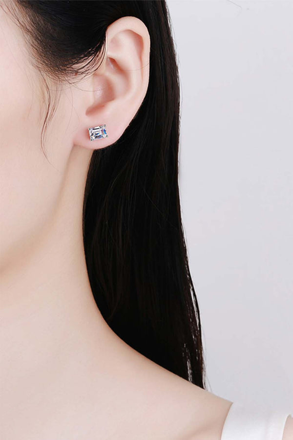 Platonic Solace Emerald Cut Moissanite Solitaire Earrings
