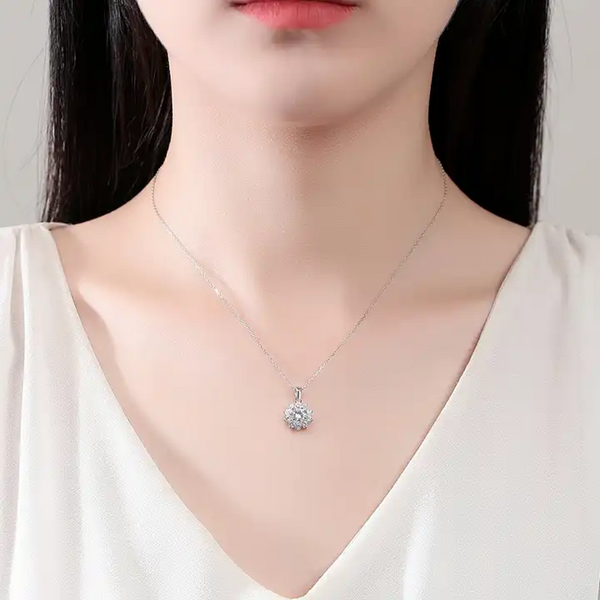 PlatonicSparkle Round Silver Moissanite Pendant and Earrings