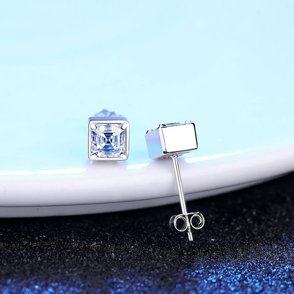 Platonic 0.5 ct Radiant Asscher Moissanite Stud Earrings for Men - Single Piece