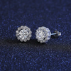 Platonic GRA Certified Frosted Halo Round Cut Silver 1ct Moissanite Pendant Set with 1ct Earrings