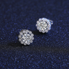 Platonic GRA Certified Frosted Halo Round Cut Silver 1ct Moissanite Pendant Set with 1ct Earrings