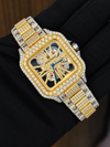Aurevian Iced Out Two-Tone Skeleton Watch – VVS1 D-Color Moissanite Hip Hop Square Watch