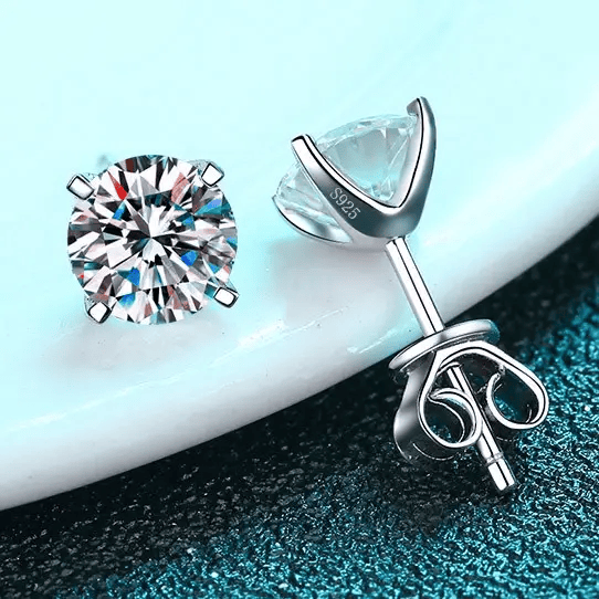 Platonic 0.3 - 2 ct Single Piece Luminous Luxe Round Moissanite Stud Earrings for Men; D VVS1