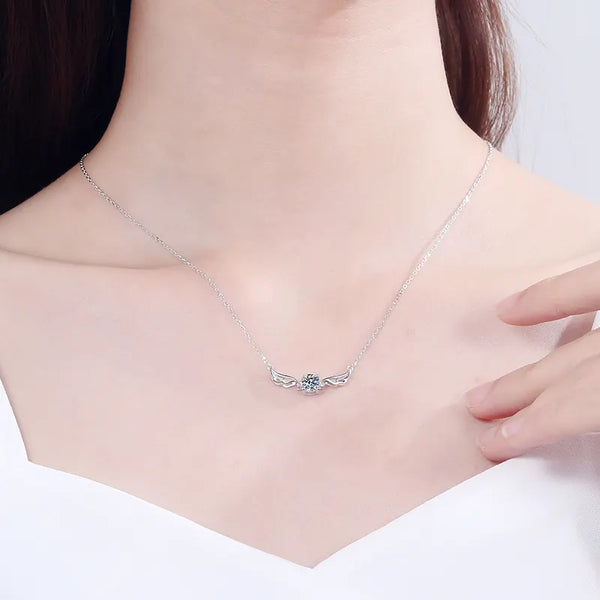 Platonic 0.5 ct Celestial Wings Moissanite Pendant with Free Chain