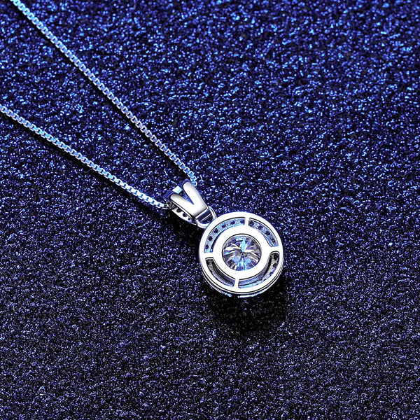 Platonic Halo Bliss Solitaire Moissanite Pendant and Studs