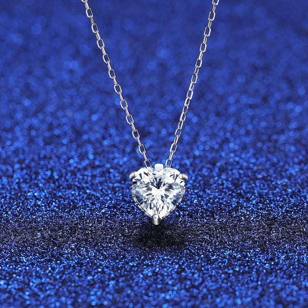 Platonic 1 ct Heart of Radiance Silver Moissanite Pendant Necklace