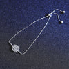 Platonic 1 ct Flower Pattern 925 Sterling Silver Adjustable Round Moissanite Bracelet