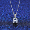 Platonic GRA Certified Radiant Royale Asscher Cut Silver Moissanite Pendant Set