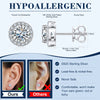 Platonic 18 K Gold Plated Round Halo Moissanite Stud Earrings; 1 - 6 ct / pair