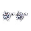 Platonic 1 - 4 ct/pair Round Radiant Sterling Silver Moissanite Stud Earrings; GRA Certified