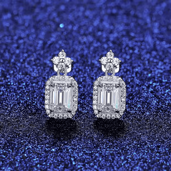 Platonic 1.2 ct Classic Emerald Moissanite Stud Earrings