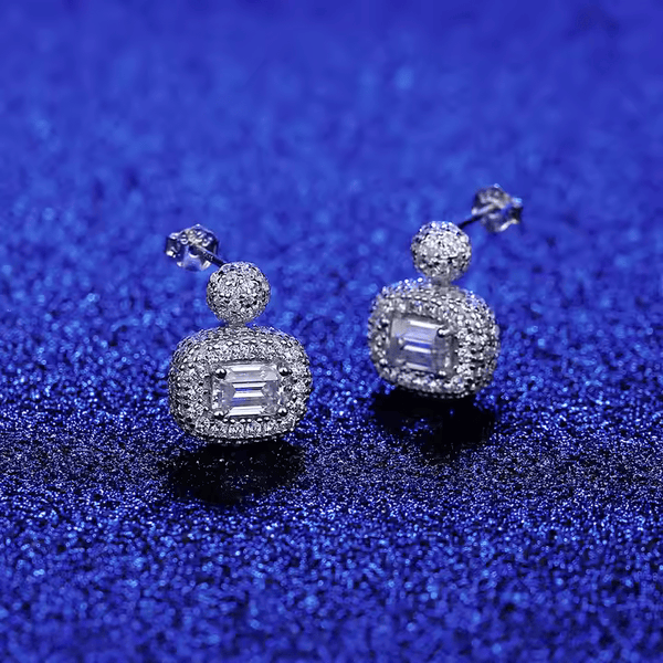 Platonic 1.2 ct Radiant Emerald Cut Moissanite Earrings
