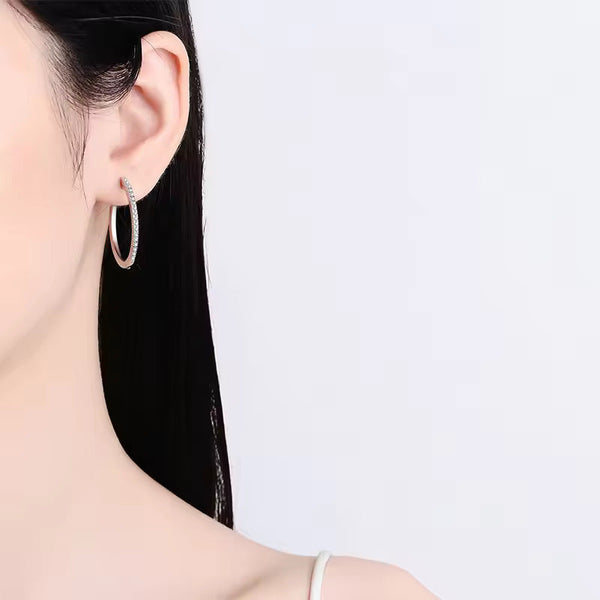 Platonic Round Moissanite Hoop Earrings D/VVS1
