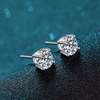 Platonic 0.5 - 2 ct Single Piece Sparkle Whirl Sterling Silver Moissanite Stud Earrings for Men; GRA Certified; D VVS1; Push Back