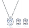 Platonic GRA Certified Sparkle Oval Cut Silver 1.2 ct Moissanite Pendant Set with 1 ct Earrings