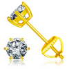 Platonic 18 K Gold Plated Round Moissanite Stud Earrings; 1 ct / pair