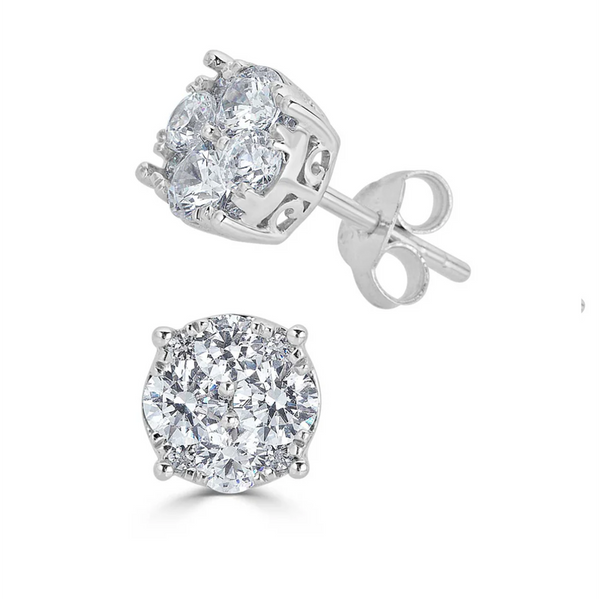 Platonic 2 ct Solitaire Round Cut Moissanite Stud Earrings D/VVS1