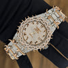 Platonic VVS Syndicate Regalia luxury wristwatch with rose gold crown of thorns bezel and diamond-encrusted bracelet.
