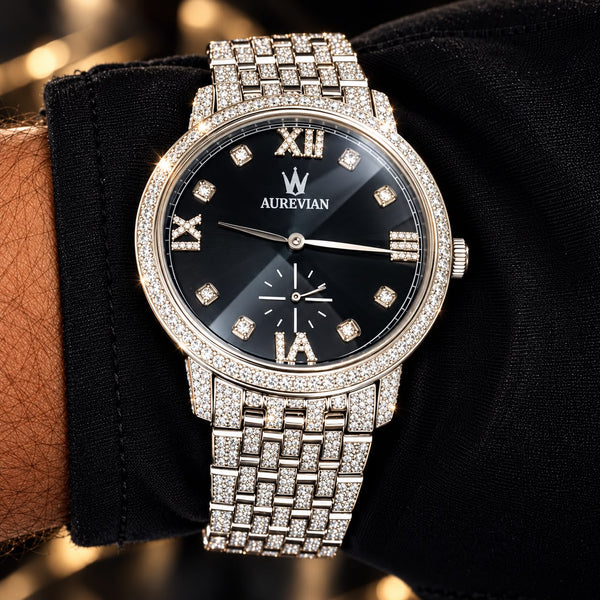 AUREVIAN Fully Iced-Out VVS1 D Color Moissanite Luxury Automatic Watch