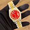 Aurevian Red Dial Fully Iced Out Moissanite Hip Hop Automatic Watch