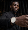 AUREVIAN Oval Pavé Diamond Watch — VVS1 D Color Moissanite | Black Crocodile Leather Strap | Luxury Edition