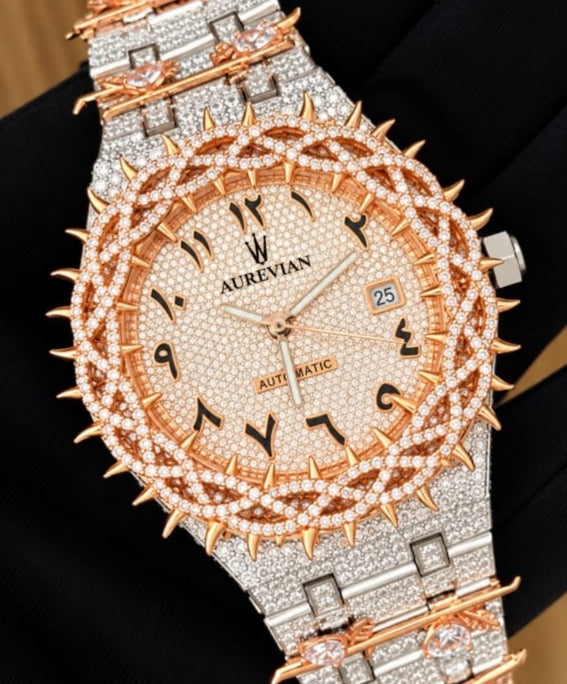 AUREVIAN Fully Bustdown Moissanite Automatic Luxury Watch β Rose Gold