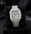 AUREVIAN Santos Bust Down - Fully Iced Out Automatic Watch | Silver Roman Dial with Date
