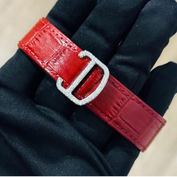 Aurevian Luxury Red Moissanite Watch – Iced-Out Automatic Timepiece