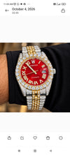 Aurevian Red Dial Fully Iced Out Moissanite Hip Hop Automatic Watch
