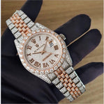 AUREVIAN Rose Gold & Silver Diamond-Style Luxury Automatic Watch for men