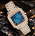 Aurevian Luxury Iced-Out Blue Dial Automatic Watch | VVS1 D Color Moissanite | Rose Gold Finish