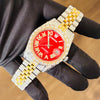 Aurevian Red Dial Fully Iced Out Moissanite Hip Hop Automatic Watch