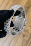 AUREVIAN Santos Bust Down - Fully Iced Out Automatic Watch | Silver Roman Dial with Date