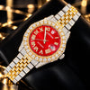 AUREVIAN Luxury Red Dial Iced Out Moissanite Men's Watch β Gold & Silver Automatic Edition