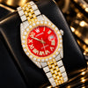 AUREVIAN Luxury Red Dial Iced Out Moissanite Men's Watch β Gold & Silver Automatic Edition