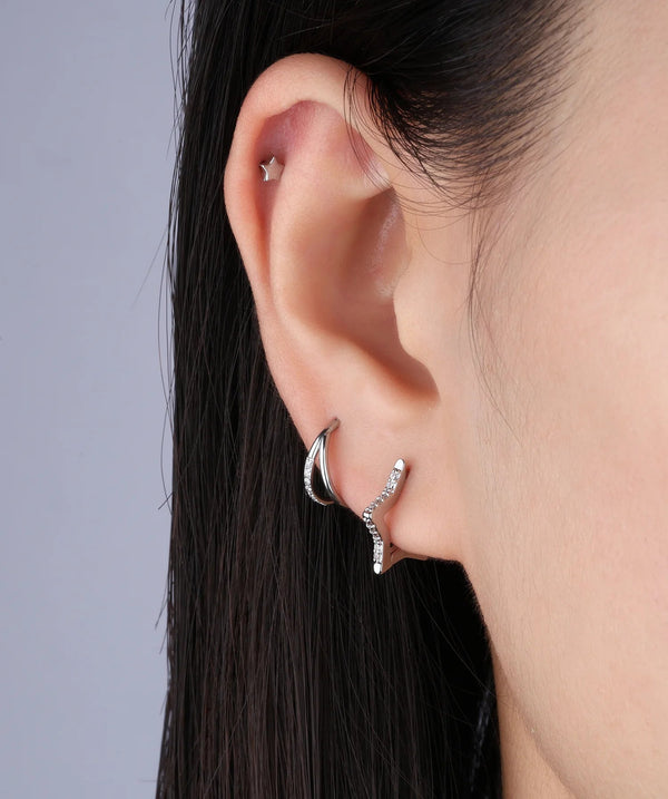 Platonic 0.36 ct Star Moissanite Hoop Earrings D/VVS1