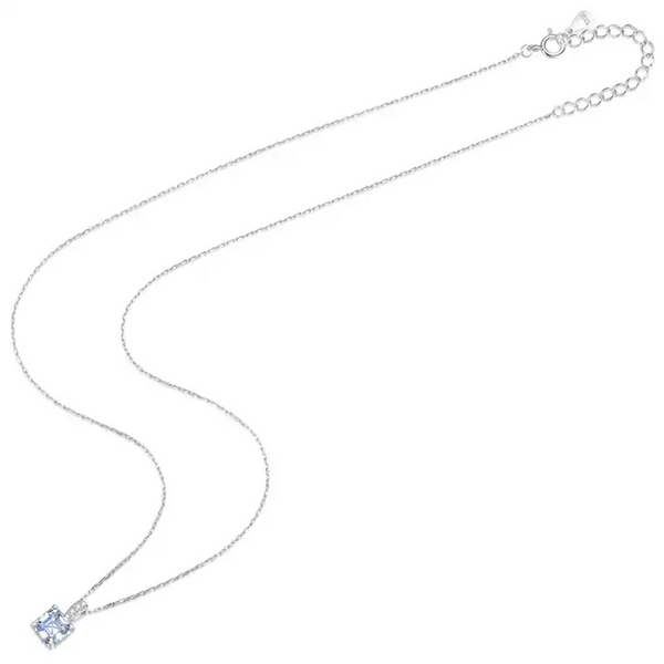 Platonic 1.2 ct Radiant Royale Asscher Cut Silver Moissanite Pendant with Free Chain; GRA Certified