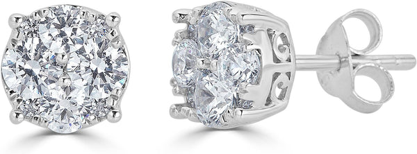 Platonic 2 ct Solitaire Round Cut Moissanite Stud Earrings D/VVS1