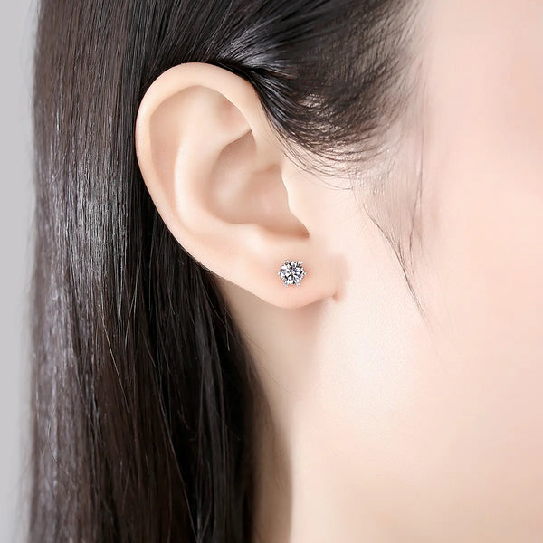 Platonic 1 ct Heart Flare Sparkle Moissanite Stud Earrings