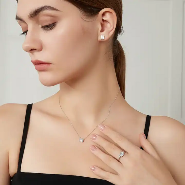 Platonic 1.2 ct Crystal Clear Confidence Emerald Cut Moissanite Studs