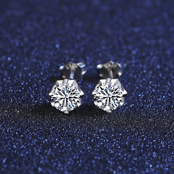 Platonic 0.5 ct Starburst Spark Moissanite Stud Earrings for Men - Single Piece