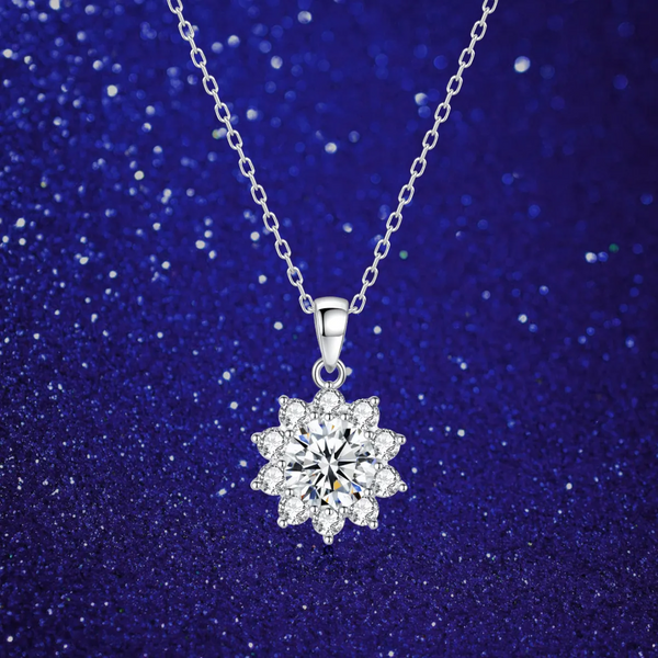Platonic 1 ct Sparkle Round Silver Moissanite Pendant