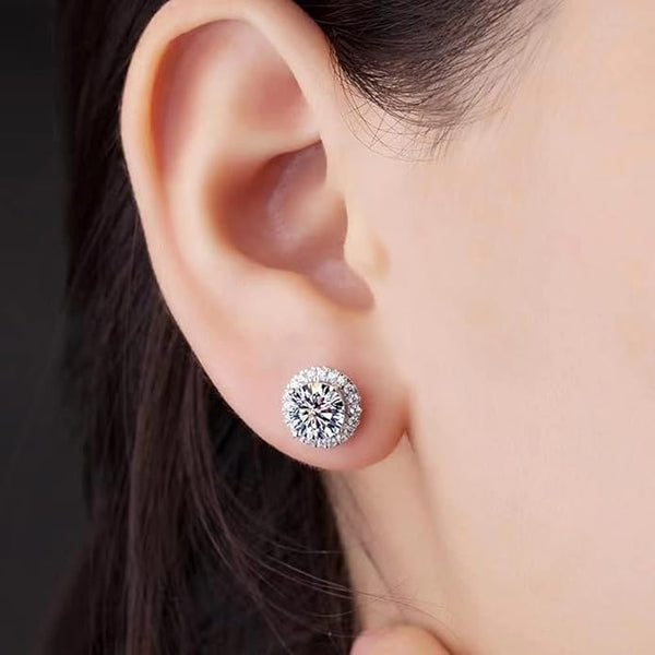 Platonic 1 - 4 ct Halo Bliss Solitaire Studs Moissanite Earrings