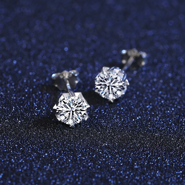 Platonic 0.5 ct Starburst Spark Moissanite Stud Earrings for Men - Single Piece