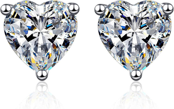 Platonic 1 ct Heart Spark Moissanite Stud Earrings D/VVS1