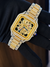 Aurevian Iced Out Two-Tone Skeleton Watch – VVS1 D-Color Moissanite Hip Hop Square Watch