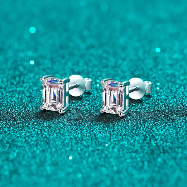 Platonic 1 - 4 ct Emerald Whisper Moissanite Stud Earrings
