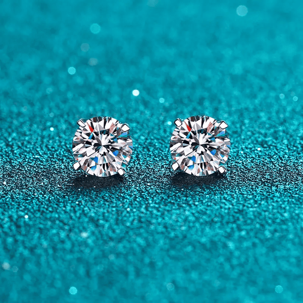 Platonic 0.3 - 2 ct Single Piece Luminous Luxe Round Moissanite Stud Earrings for Men; D VVS1